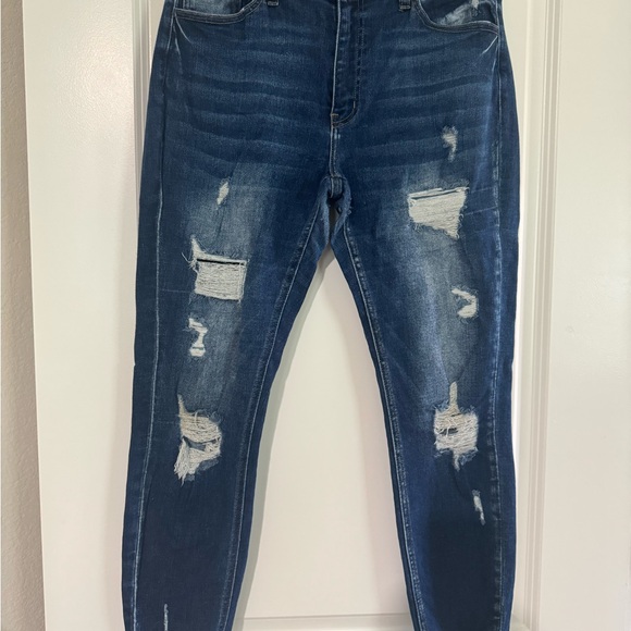 KanCan Blue Skinny Distressed Jeans - Picture 1 of 4